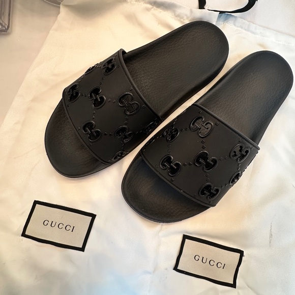 Gucci Shoes Gucci Womens Gg Black Slides Poshmark